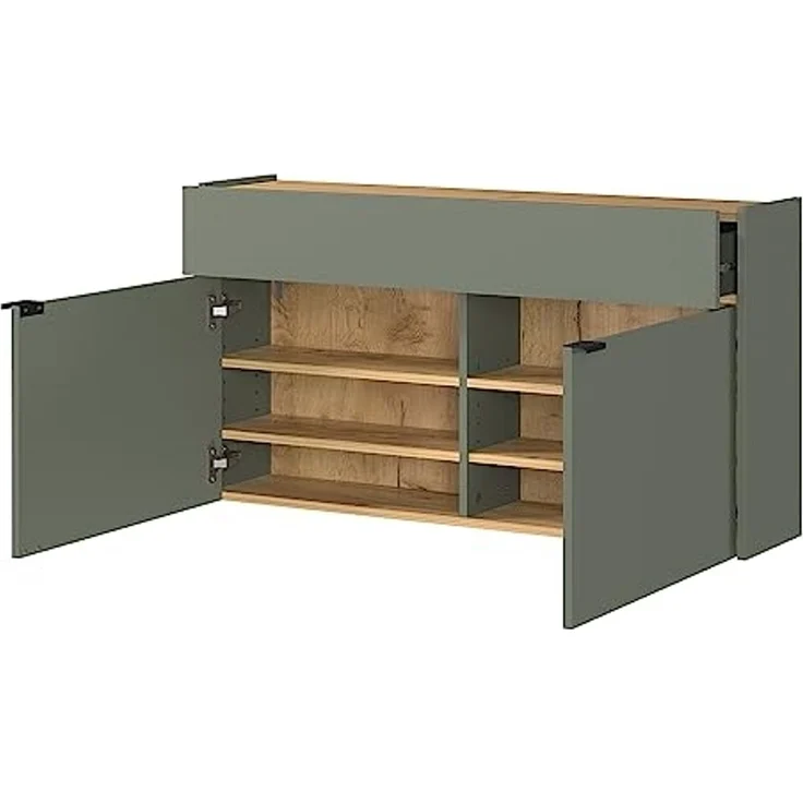 Lomadox Schuhschrank ABERDEEN-01 grün mit Eiche Nb, ideal für schmale Flure, 110/57/22 cm – Bild 4