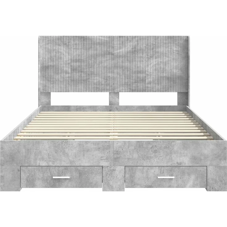 vidaXL Bettgestell mit Stauraum und Kopfteil Betongrau Holzwerkstoff 3414090 – Bild 6