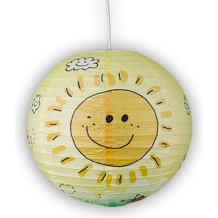 Papier Lampenschirm fürs Kinderzimmer mit fröhlichem Sonnen Motiv Ø 40cm – Bild 1