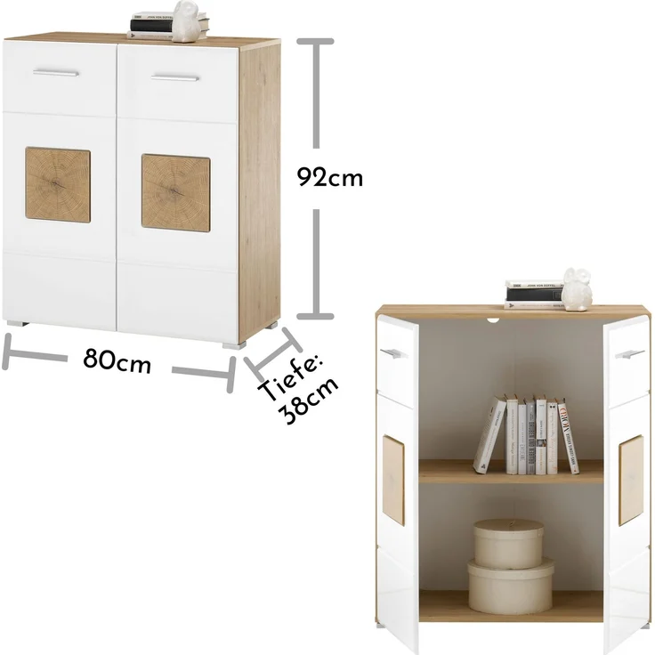 Kommode >Georgia< in Eiche Artisan Nachbildung - 80x92x38cm (BxHxT) – Bild 10