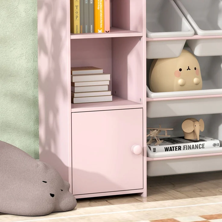 AIYAPLAY Kinderregal, MDF, Stahl, Rosa, 140L x 30B x 90H cm – Bild 9