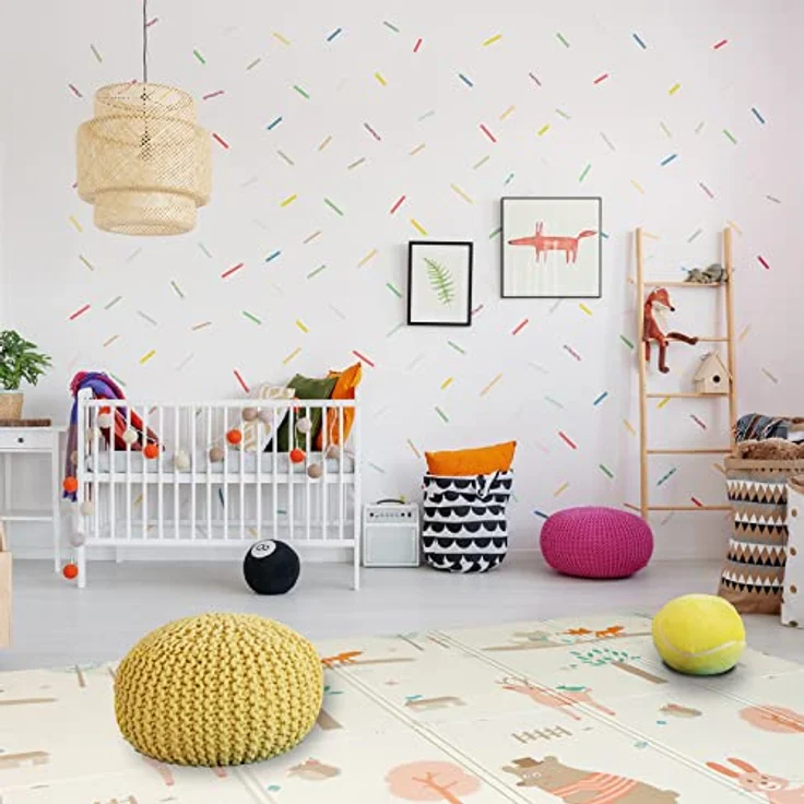 CCLIFE Krabbelmatte Spielmatte Baby Schadstofffrei 196 x 176 x 1 cm Faltbar Spielunterlage Spielteppich Groß Rutschfest Beidseitig Tragbar Wasserdicht für Innen Außen Bunt – Bild 8