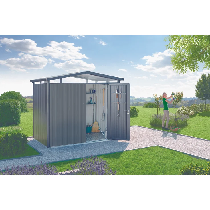 Biohort Gerätehaus Panorama, P1: 273 x 158 x 227 (b x t xh) cm, quarzgrau-metallic – Bild 2