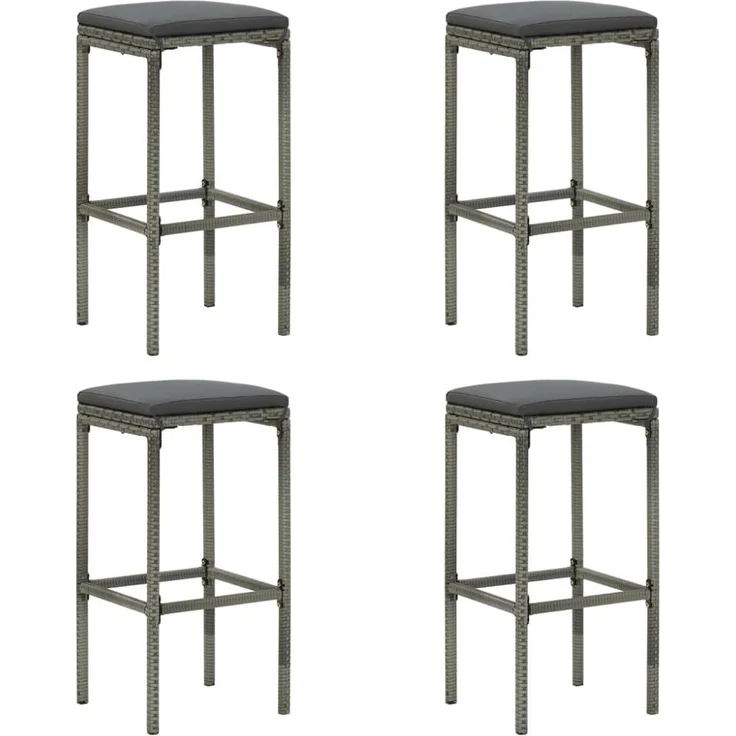 vidaXL 5-tlg. Gartenbar-Set mit Kissen Poly Rattan Grau 3064782 – Bild 8
