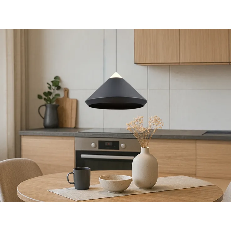 LED Pendelleuchte LAGUNA 1-flammig, höhenverstellbar, Schwarz Ø 30cm
