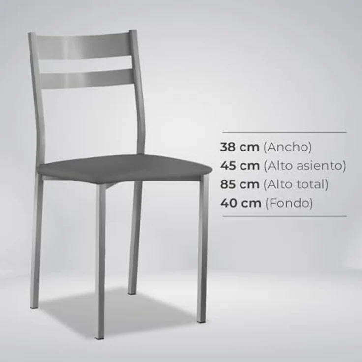 ASTIMESA SCRFGR Zwei Küchenstühle, Metall, Graphit, Sitzhöhe 45 cm – Bild 7