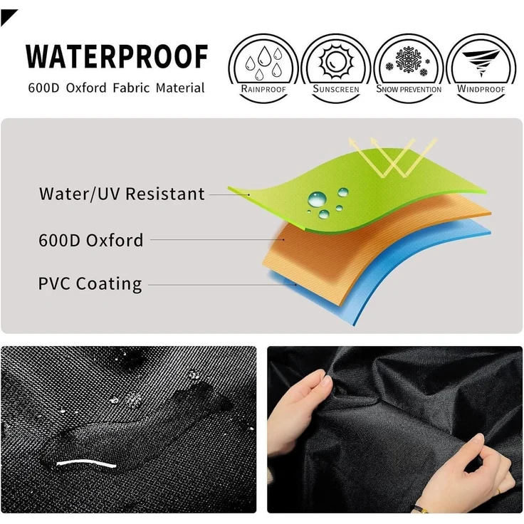 Banküberzug 3 Sitzer wasserdicht reißfest 6000d Schwarz 163x66x63 89cm – Bild 4