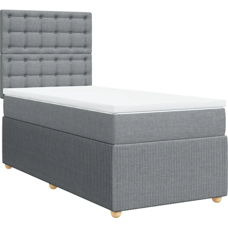 vidaXL Boxspringbett mit Matratze Hellgrau 80x200 cm Stoff 3294197 – Bild 3