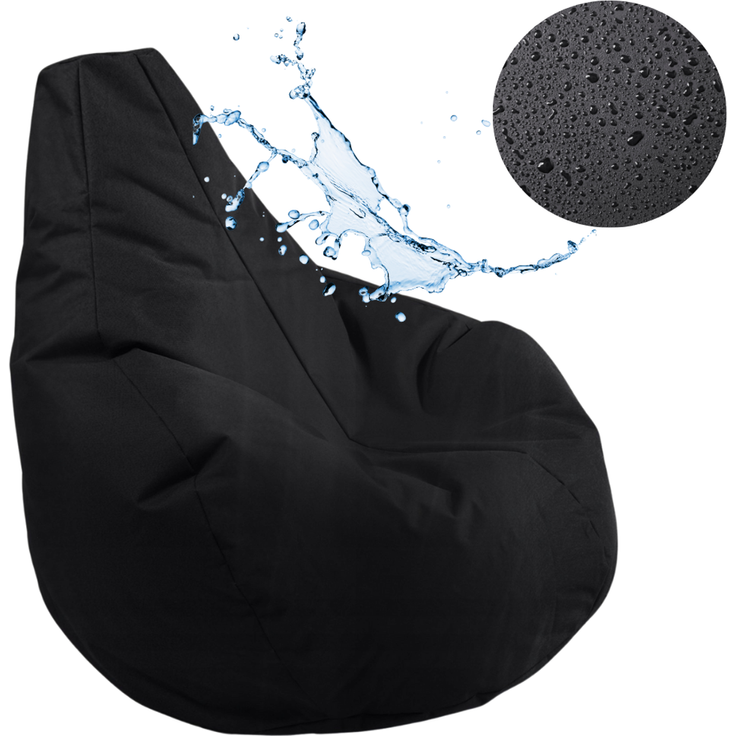 AD. CON Outdoor Gamer Sitzsack mit Füllung Puff Relax-Sessel Sitzkissen Bodenkissen Bean Bag 100x90x95cm 225L Schwarz