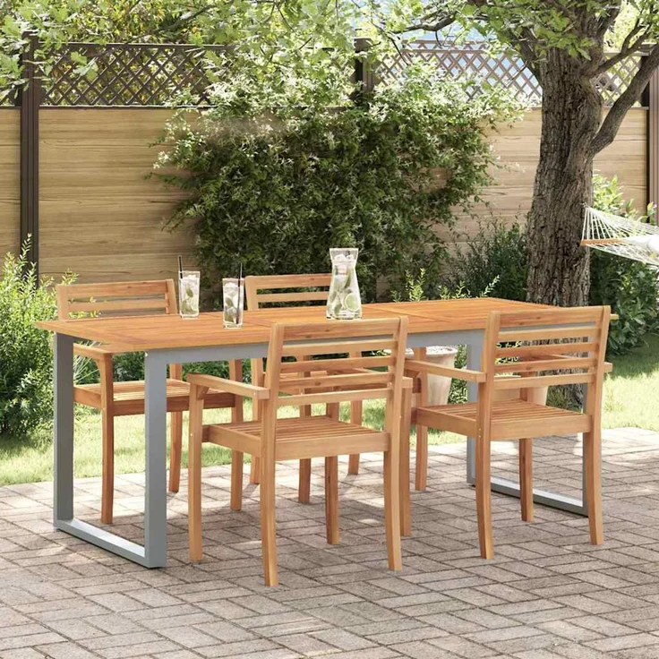 vidaXL Gartentisch Grau 160 x 80 x 75 cm Massivholz Akazie 4010595 – Bild 1