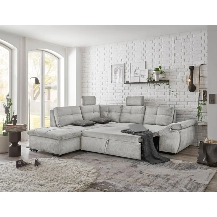 Alija Luxus-Schlafsofa mit verstellbarer Armlehne und Nosagfederung in Samtoptik – Wählbar in Silver, Grey oder Black – Bild 2