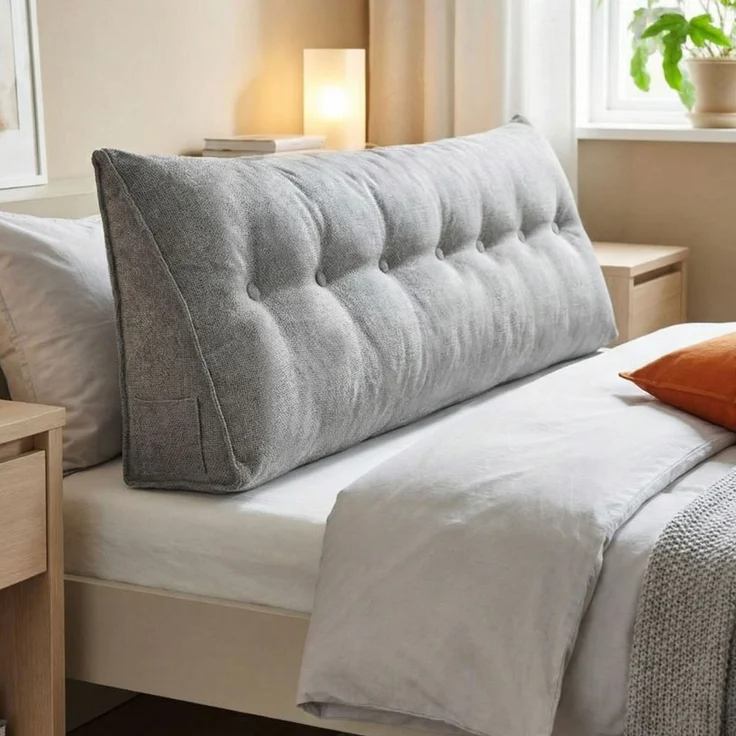 Home Nature Wohnkonzept Rückenstützkissen, Ergonomische Rückenstütze für Bett und Sofa mit Taschen, Grau, 200 x 19 x 52 cm – Bild 6