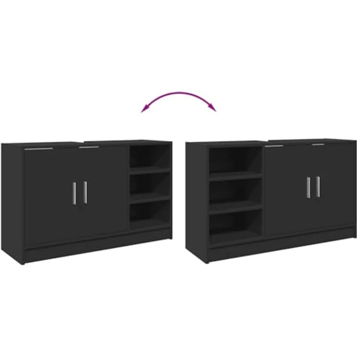 vidaXL Waschbeckenunterschrank Schwarz 90x29x55 cm Holzwerkstoff 848123 – Bild 5