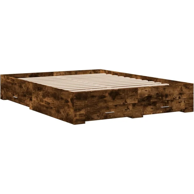 vidaXL Bettgestell mit Schubladen Räuchereiche 160x200cm Holzwerkstoff 3280374 – Bild 3