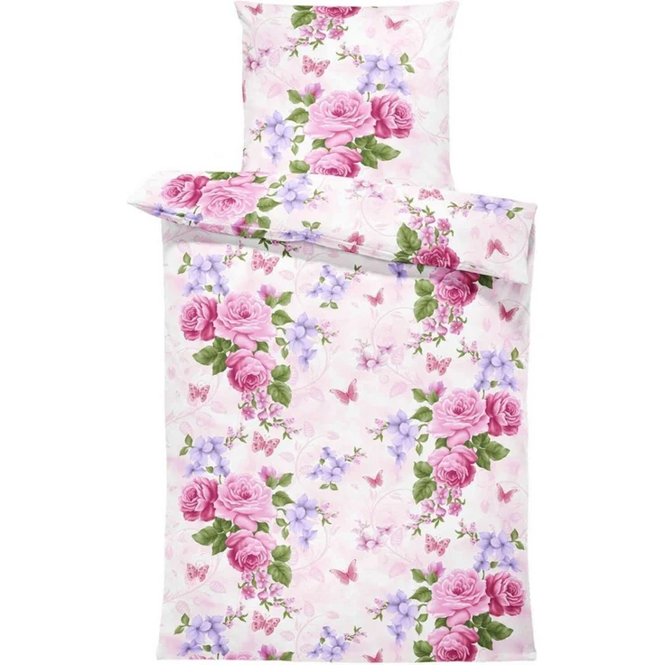One Home Bettwäsche Schmetterlinge lieben Blumen, Mikrofaser, 2 teilig, floral und geblümt – Bild 5