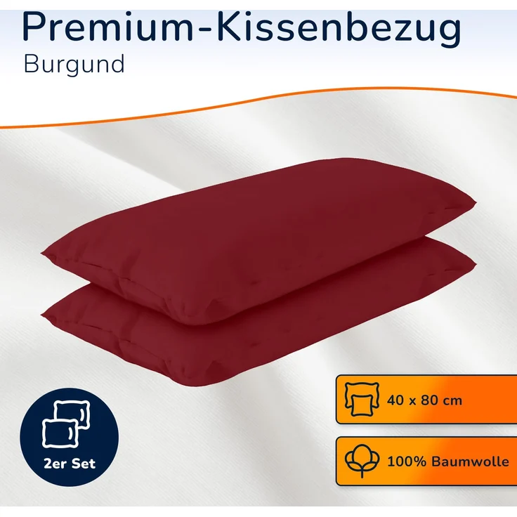 MSS Kissenbezug 2er Set - 40x80 cm - Burgund – Bild 2