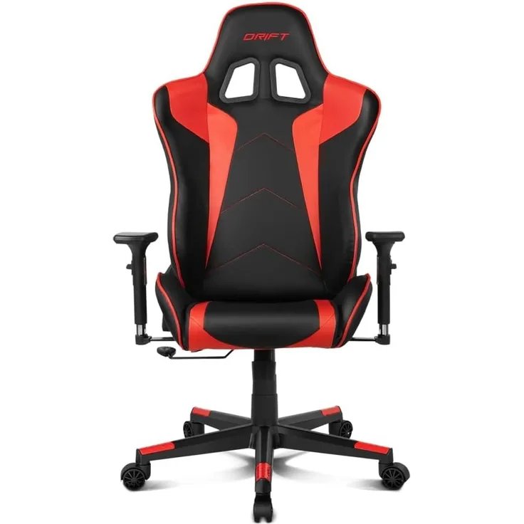 DRIFT GAMING DR300BR – Professioneller Gaming-Stuhl, Kunstleder, 3D-Armlehnen, Kolben der Klasse 4, Liegesitz, höhenverstellbar, Liege-, Lenden- und Nackenkissen, Farbe Schwarz/Rot