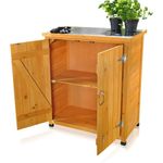 Melko Garten-Geräteschrank Melko Geräteschrank Aufbewahrungsschrank aus Holz, Farbe Braun 75x40cm, BxT: 75x40 cm, (Stück), Oberfläche mit robuster Platte
