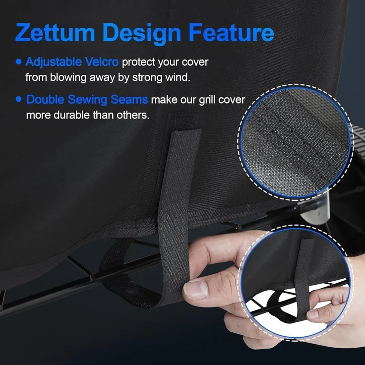 Zettum Grillabdeckung für Weber 57, wasserdicht, 600D Oxford-Gewebe schwarz, 68 x 63 x 88 cm – Bild 7