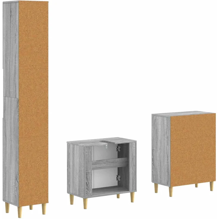 vidaXL 3-teiliges Badezimmer-Schranksystem DELFT Sonoma-Grau 3417465 – Bild 5