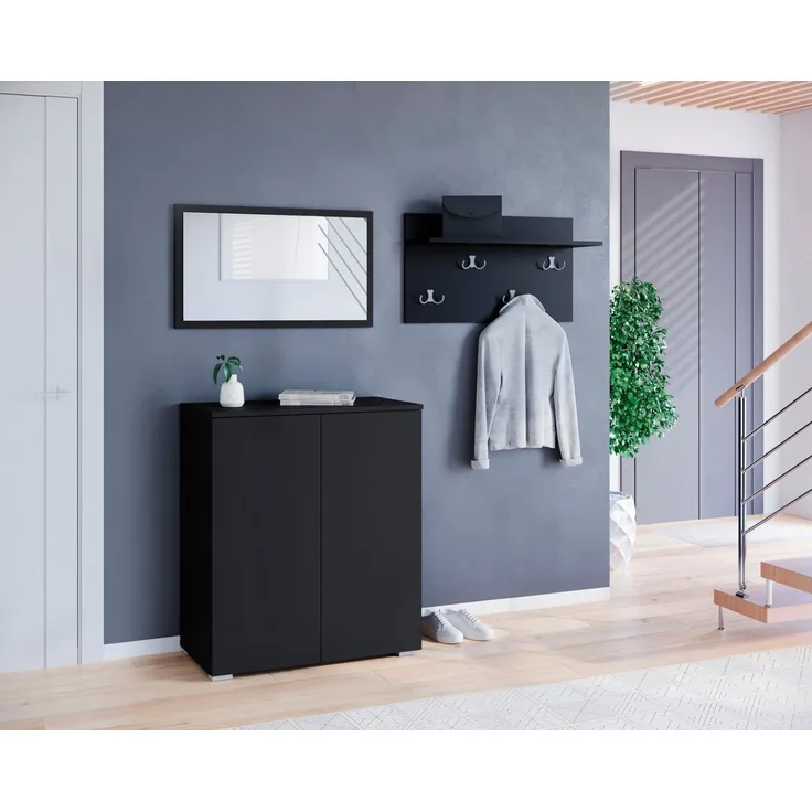 INOSIGN Garderoben-Set PARIS/ TOKYO, (Komplett-Set, 3-St), Kompaktgarderobe Breite 150cm mit Spiegel für Ihren Eingangsbereich