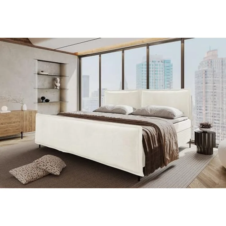 99rooms Vero Familienbett Boxbett 240×200 cm Cordstoff POSO Creme