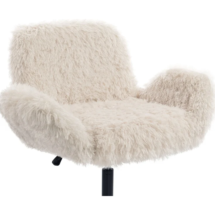 Bürostuhl 50×55×92,2 cm in Beige mit klappbaren Armlehnen und Höhenverstellung – Bild 8