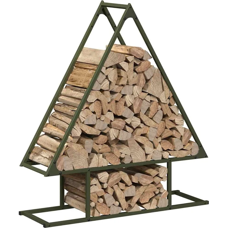 vidaXL Brennholzregal Olivgrün 80x25x90 cm Kaltgewalzter Stahl 864318 – Bild 3