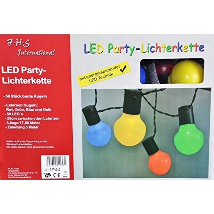 LED Party-Lichterkette 17,5m mit 50 Kugel-Laternen bunt innen & außen – Bild 3