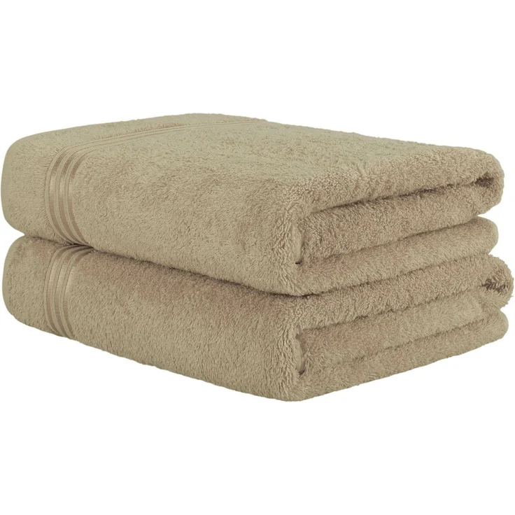 Hammetex 2er Set Extra Große Badetücher – 80x200 cm, 500 GSM, 100% Baumwolle – Weich & Saugfähig – Luxuriöse Große Spa-Handtücher, Beige – Bild 1