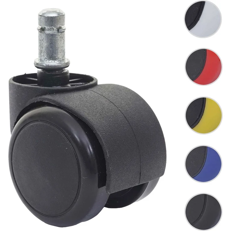 5er-Set Hartbodenrollen HWC-H86, Bürostuhl-Rollen Stuhlrollen, 150kg belastbar Ø 11mm ~ schwarz – Bild 8