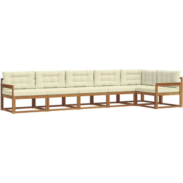 vidaXL Outdoor-Sofagarnitur 6 stk. 6-Sitzer Natur und Creme 3367638 – Bild 2