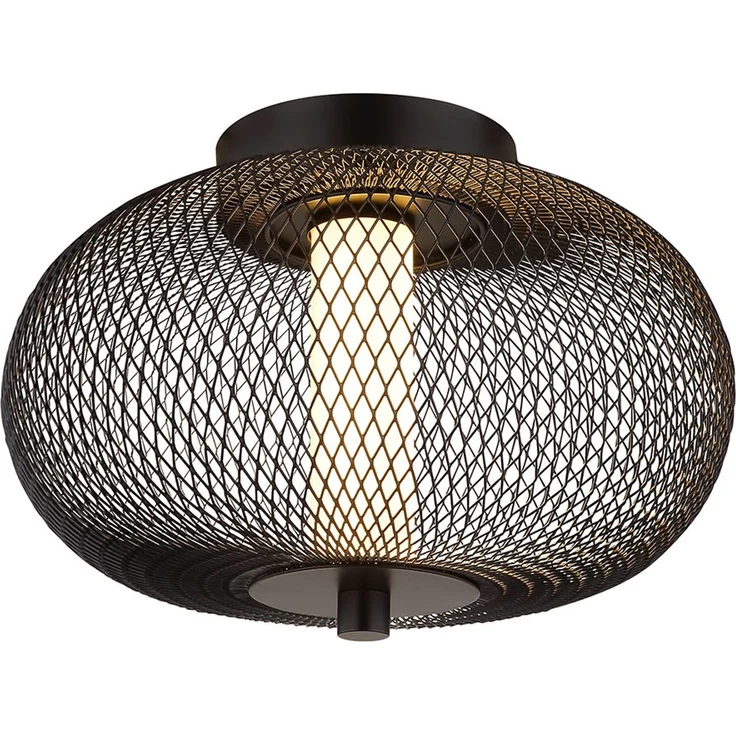 LED Deckenleuchte, schwarz, Metall Gitter, D 35 cm – Bild 1