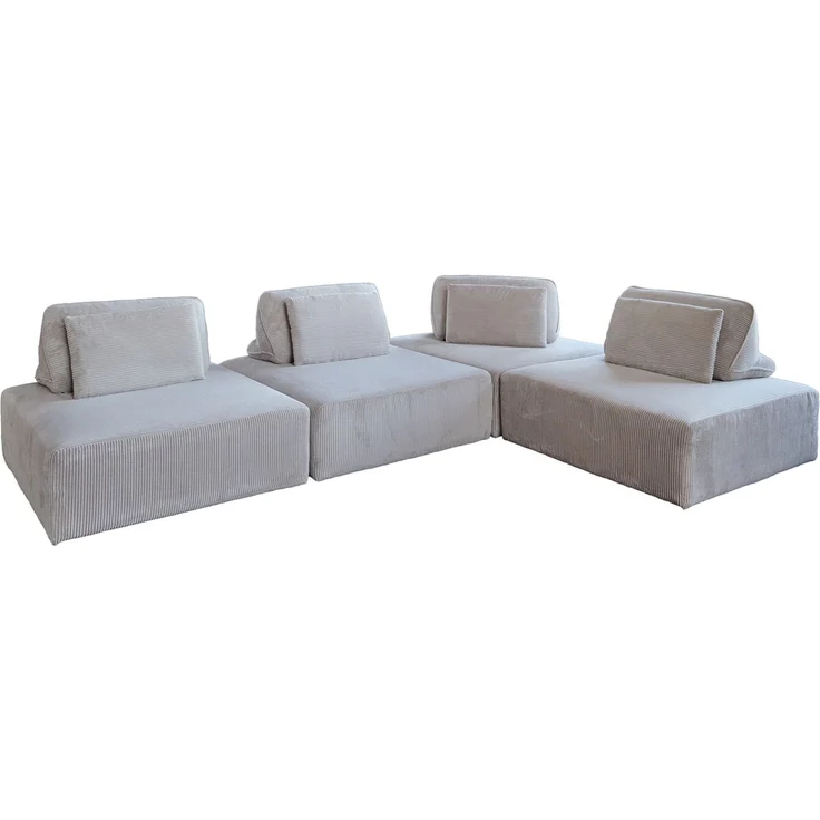 KAWOLA Modulsofa WIOLO SOFT 4 Module 4 Rückenkissen Cord hellgrau 84 x 222 x 333 cm – Bild 3
