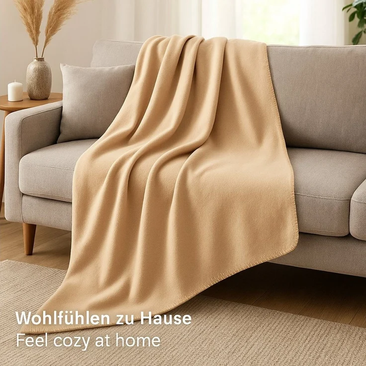 Wohndecke Luxus Fleecedecke Kuscheldecke Größe 130x170 cm Farbe beige, Betz, 180 g/m² – Bild 3