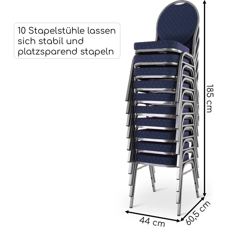 Raburg Stapelstuhl Bankettstuhl, stapelbar, für Konferenz, Seminar & Wartezimmer, David (Set), extra stabile, gepolsterte Metallstühle, belastbar bis 150 kg – Bild 9