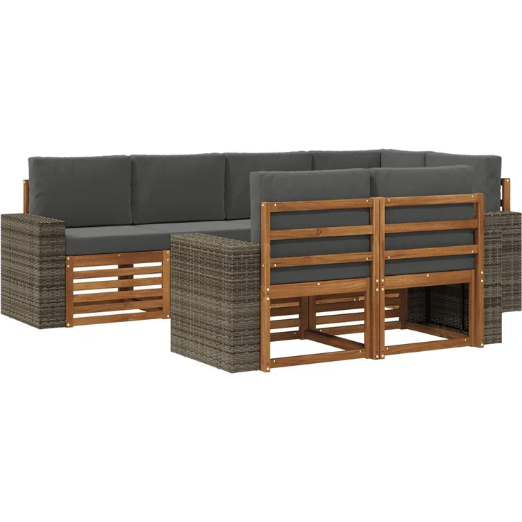 vidaXL Outdoor-Sofagarnitur 7 stk. 7-Sitzer Natur und Anthrazit 3384488 – Bild 2