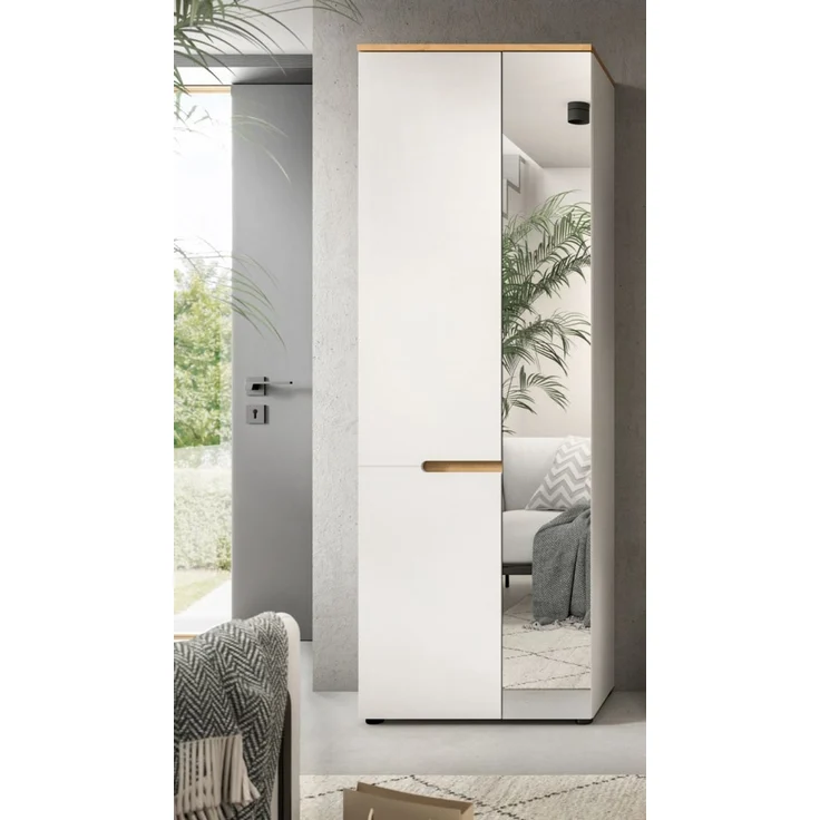 Garderobenschrank / Schuhschrank Cooper in weiß und Eiche 65 cm – Bild 4