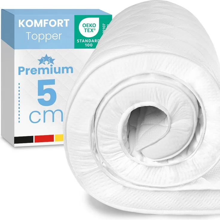 ELONEO Komfortschaum Topper Matratzenauflage, 5 cm dick, 100x190 cm