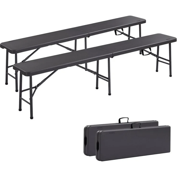 Arebos Bierzeltgarnitur 2x Bierbank Faltbank Klappbar I Tragegriff, 183 x 28 x 43 cm, Tragkraft max. 150 kg (je Bank) – Bild 1