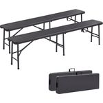 Arebos Bierzeltgarnitur 2x Bierbank Faltbank Klappbar I Tragegriff, 183 x 28 x 43 cm, Tragkraft max. 150 kg (je Bank)