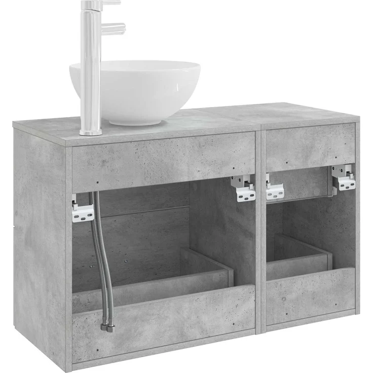 vidaXL Badezimmerschrank-Set 2 stk. Betongrau 79,5 x 35 x 80 cm 3403947 – Bild 5
