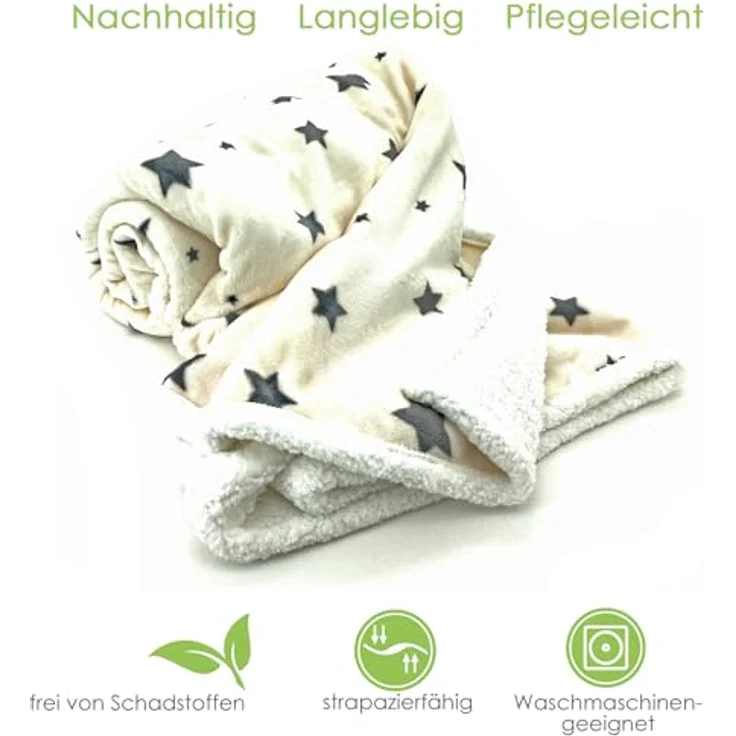 Wohndecke Soft Flanell Sterne Kuscheldecke mit Sherpa Fell, heimtexland, Sofadecke 150x200 I extra dick I warm I kuschelig weich – Bild 5