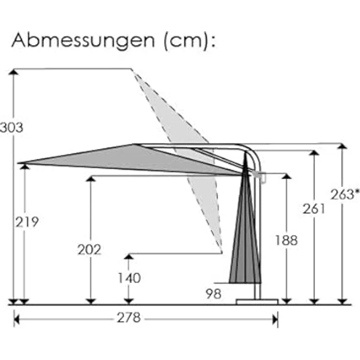 Schneider Sunny Ampelschirm rund Genua, 300 cm Durchmesser, anthrazit, mit Lichtschutzfaktor 50+, wasserabweisend – Bild 7