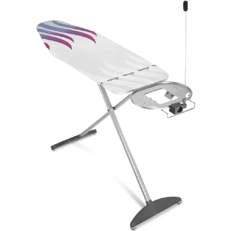 Vileda Total Reflect Plus Bügelbrett, Bügeltisch für Dampfbügelstation, extrabreite Bügelfläche 130x44 cm, höhenverstellbar 80-97cm, Farbe Grau-Lila-Blau – Bild 1