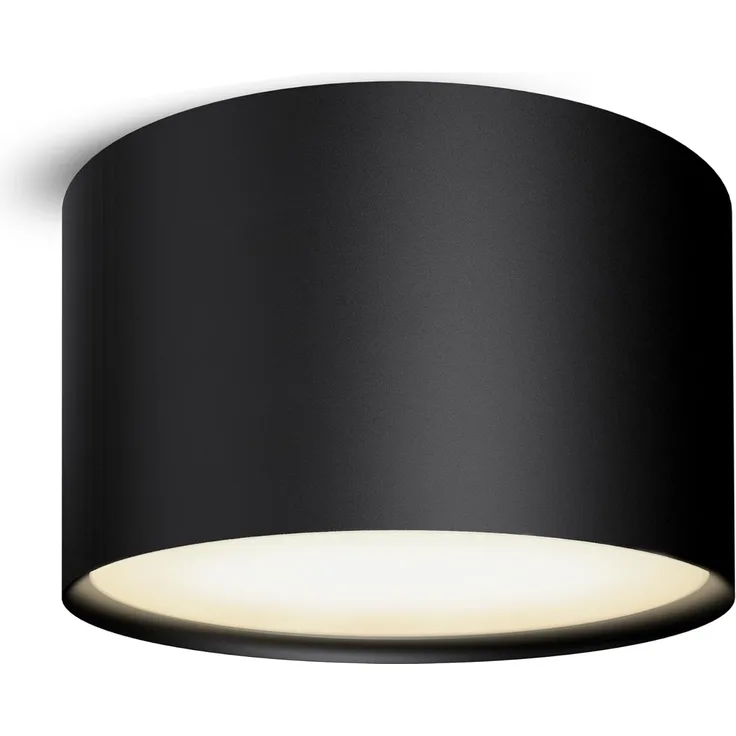 SSC-LUXon LED Aufbaustrahler PIATO LED Deckenspot schwarz rund flach 6W warmweiß 230V, Warmweiß