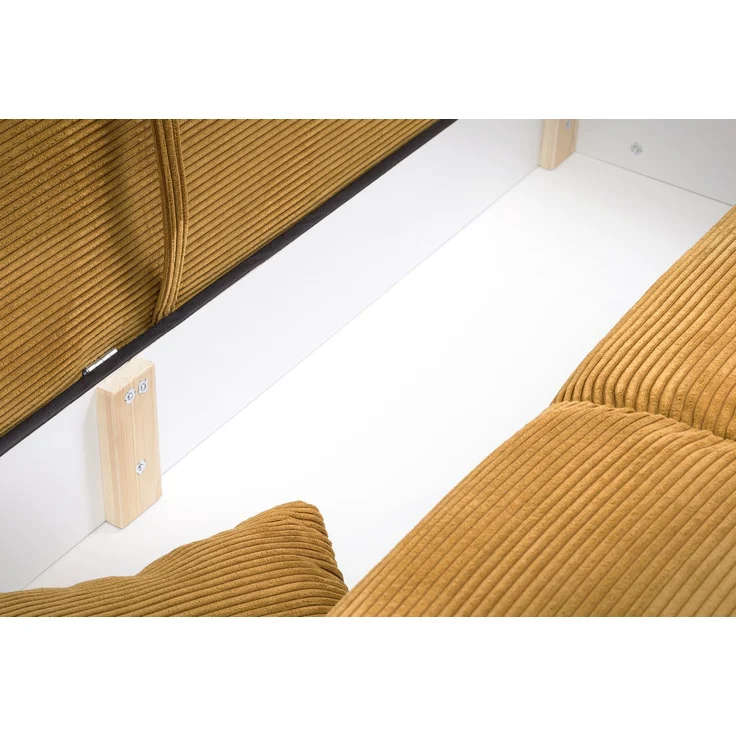 Big-Sofa 242x131 cm Gästebett Federkern Schlafcouch Stauraum Cord Gold Ockergelb – Bild 6
