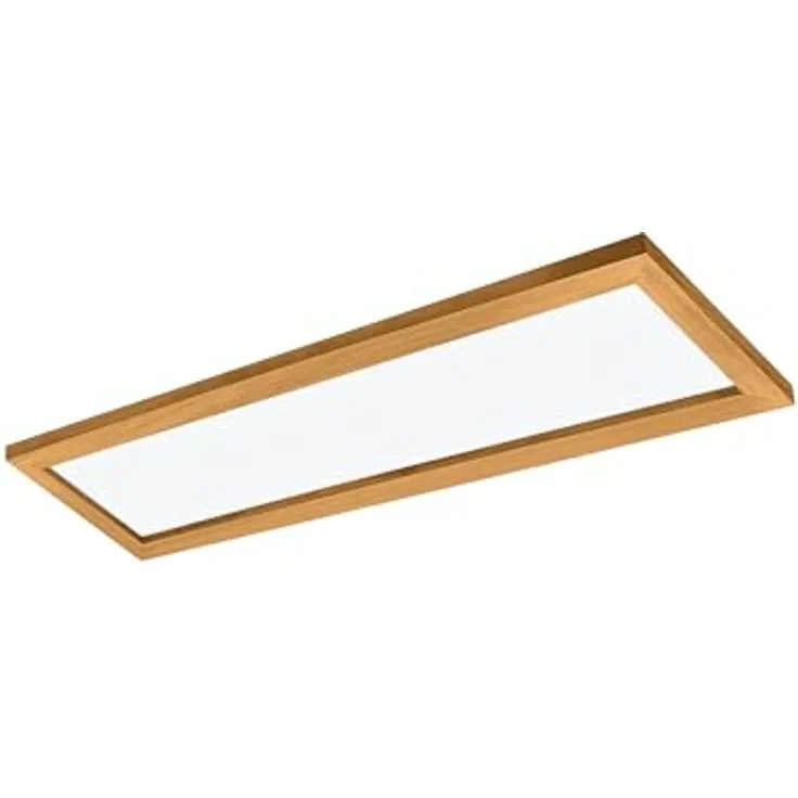 EGLO connect.z Smart-Home LED Panel Salobrena-Z, 120 x 30 cm, ZigBee, App und Sprachsteuerung Alexa, warmweiß-kaltweiß, dimmbar, Holz Deckenlampe Natur