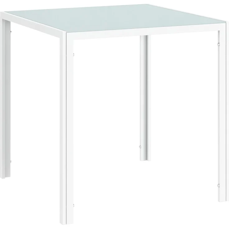 HOMCOM Esstisch für 4 Personen, aus Hartglas (Esszimmertisch, 1-St, Küchentisch), bis 80 kg belastbar, für Küche, Esszimmer, 75 x 75 x 75 cm, Weiß – Bild 1