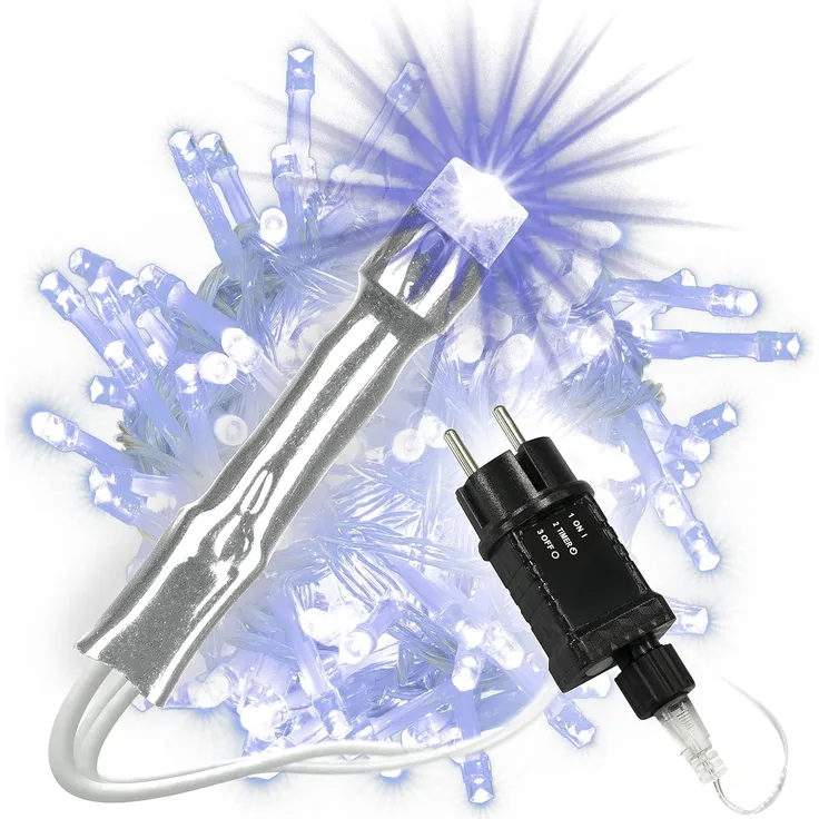 Nipach LED-Lichterkette LED Lichterkette 100er blau Kabel transparent 10m
